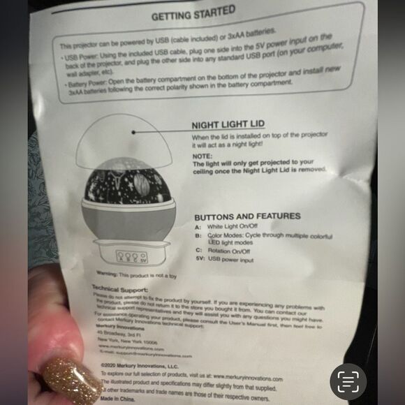 MERKURY INNOVATIONS LED GALAXY PROJECTOR ENJOY A NIGHT UNDER THE STARS IN BED! - Picture 10 of 15